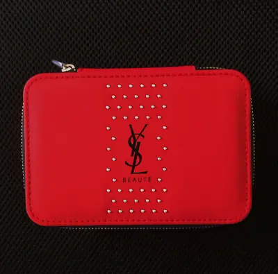 YSL Beauty Lipstick Case Pouch With Mirror Makeup Bag Red 2022 GWP Gift • £30.99