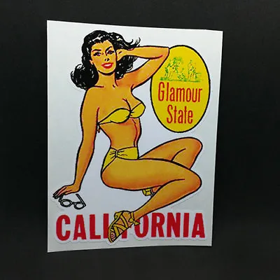 California  Glamour State  Pinup Vintage Style Travel Decal Vinyl Sticker • $4.69