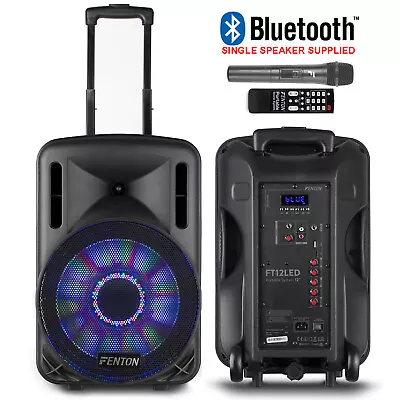 Battery Portable PA Speaker 12  700w Bluetooth Lights & Wireless Microphone • £139