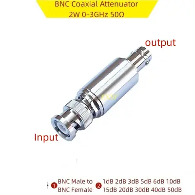 BNC Male To Female Coaxial Attenuator 2W 0-3GHz 50Ω 1-50dB 10dB 15dB 20dB 30dB • $21.34