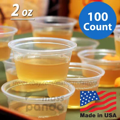 100ct 2 Oz Dart Medium Jelly Shot Portion Cups With Lids Option Clear Plastic • $12.95