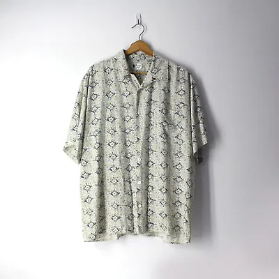 Vintage Silk XL Men's Camp Shirt Short Sleeve Floral 100% Silk Twill Pocket • $14.99