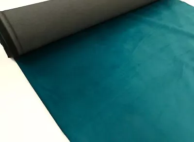 8 Metres Of TEAL Plain Velvet Upholstery Fabric • £7