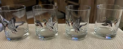 Set Of 4 Vintage  Norman R. Warmer Mallard Duck Whiskey Old Fashioned Glasses • $28.99