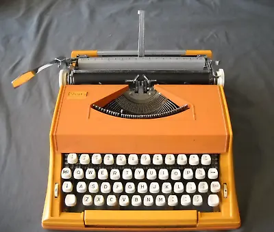 Vintage Sears Chevron Portable Typewriter Orange Litton 1970 Era Hard Case Mod • $149