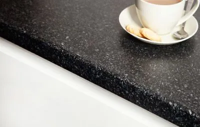 Black Quartz Stone Laminate Kitchen Worktop 38mm Textured Surface 3m 4m Lengths • £22.95