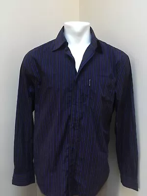 EDEN PARK SHIRT Formal Dress Purple Brown FITTED LARGE Mens Smart Long Sleeve • £14.95