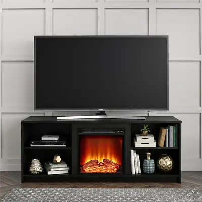 Fireplace TV Stand For TV's Up To 65  Black Oak • $154.24