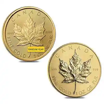 1 Oz Canadian Gold Maple Leaf $50 Coin (Random Year) • $2456.52