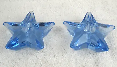 Beautiful Vintage Mid Century  Blue Star  Glass Candle Holders • $34.95