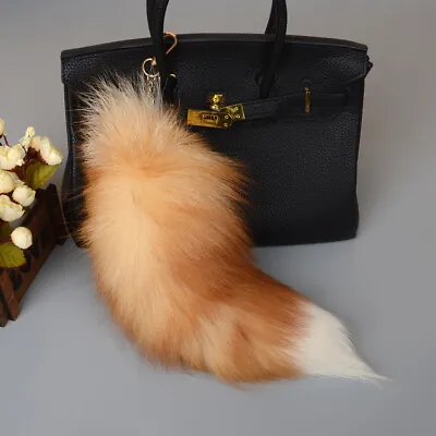 16 -18  Real Fox Fur Tail Keychain Bag Charm Bag Pendant Party Cosplay Toys • $15.19