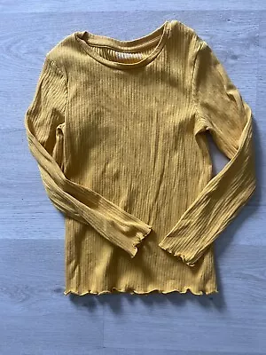 Girls Mustard  Long Sleeved Top Age 7-8 • £1.50