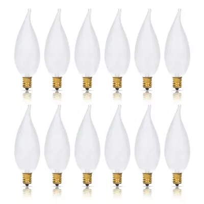 [12 Pack] Simba Lighting® CA10 Candle Flame Tip Frosted Bulb 25W E12 Candelabra • $16.95