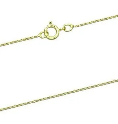 9ct Yellow Gold 0.5mm Diamond Cut Curb Chain 16 /40cm 18 /45cm 20 /50cm Necklace • £17.99