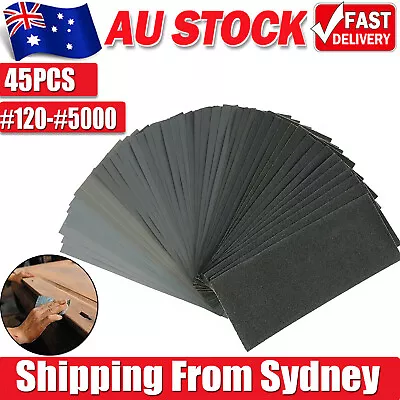 $8.94 • Buy 45Pcs Wet Dry Sandpaper Polishing Abrasive Waterproof Paper Sheets 120-5000 Grit