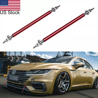 8 -11  Red Adjust Front Bumper Lip Splitter Strut Rod Support Tie Bars For Honda • $8.55