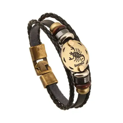 £3.49 • Buy Scorpio - Horoscope Adjustable Leather Bracelet Uni-sex - Uk Seller