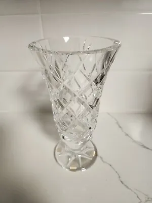 Waterford Crystal Kinsale Vase Cut Diamond Pattern Footed 7  Tall • $39