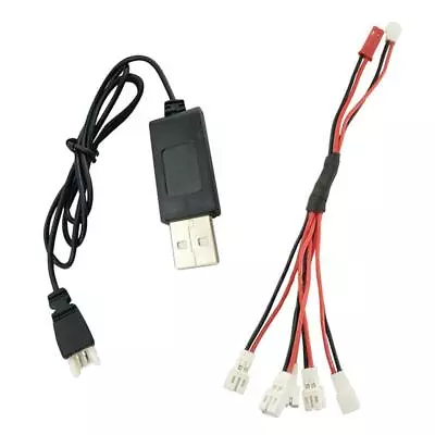 5 In 2 Li-po Battery Cable Y USB 2.0 Charging Line Set For Wltoys V911 V922 H36 • £5.46