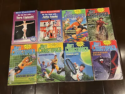 Matt Christopher 8 Sports Books Lot Soccer Tennis Skateboard • $16.95