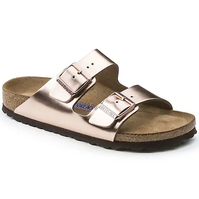 Birkenstock Leather ARIZONA Metallic Copper SOFT FOOTBED BNIB 752721 752723 • $189.95