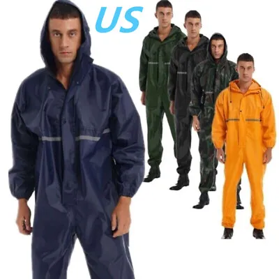 Rainsuit Waterproof Storm Jumpsuits Overalls Mens One Piece Rain Protection Coat • $35.52