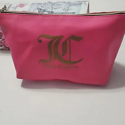 Juicy Couture Hot Pink Vegan Pebbled Leather Medium Size Cosmetic Travel Bag • $24.99