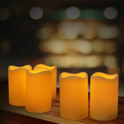 £5.99 • Buy Flickering Flameless Resin Pillar LED Candle Lights For Wedding Party Decor, UK