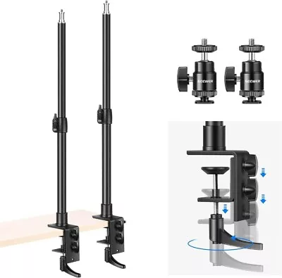 Desk Mount C Clamp Stands 2 Pack Desktop Clip Stand With 1/4  Ball Head Adapter • £32.99