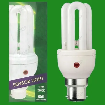 2x 15W CFL Dusk Till Dawn Sensor Security Night Light Bulbs Bayonet BC B22 Lamp • £21.49