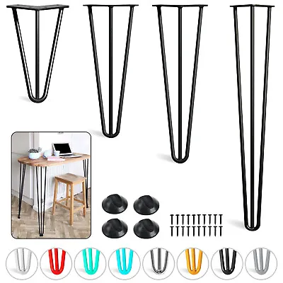 £5.99 • Buy 4x Hairpin Legs Hair Pin Legs Set For Furniture Bench Desk Table Metal Steel Leg