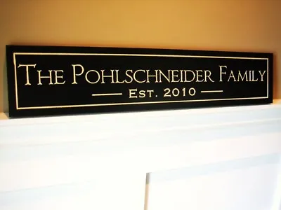 Personalized Carved Wood Family Name Sign With Established Date 5x24 • $33