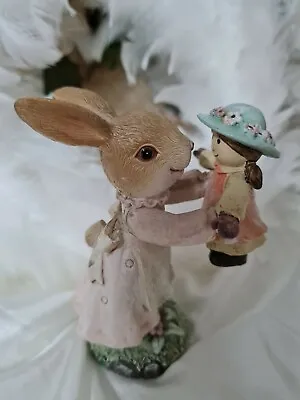 Easter Bunny Little Rabbit Pink Hares Shabby Vintage Decoration 8 5 11 CM • $28.92