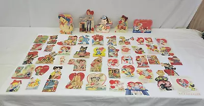 1930’s-40’s Valentines Cards Lot Of 50 WW2 Anthropomorphic Mechanical Diecut VTG • $149.99