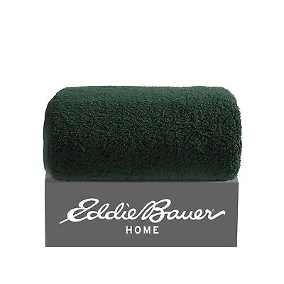 Eddie Bauer Solid Sherpa Green Throw Blanket-50X60 • $10.99
