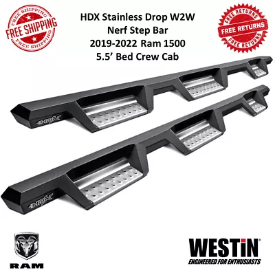 Westin HDX Stainless Drop W2W Nerf Step Bars Fits 19-22 Ram 1500 Crew Cab 5.5' • $1065.99