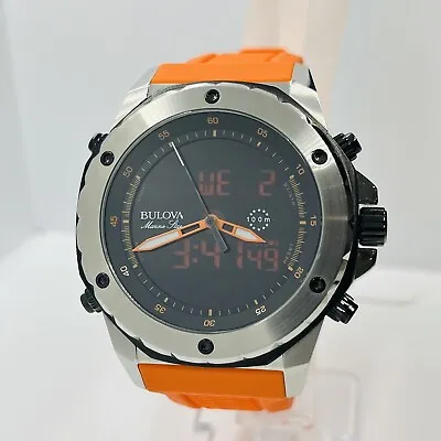 Bulova Marine Star Men's Chronograph Analog/Digital Orange 47mm Watch 98C118 • $199