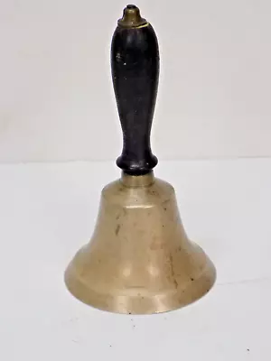 Vintage Brass School Bell 6” X 3-1/8” Great Sound Iron Clapper • $16.95