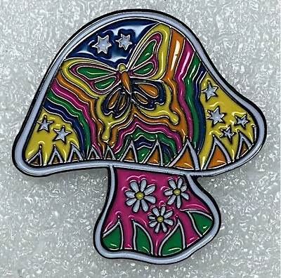 Butterfly Mushroom Enamel Pin Dan Morris Lapel Bag New Psychedelic Rainbow Art • $5.99