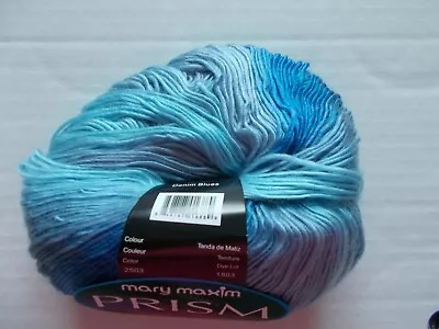 Mary Maxim Prism Variegated Roving Yarn Denim Blues 1 Skein 290 Yds • $11.99