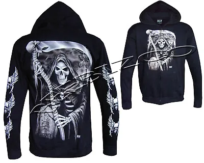 £26.99 • Buy The Grim Reaper Glow In The Dark Skull Axe  Zip Zipped Hoodie Hoody Jacket M-3XL