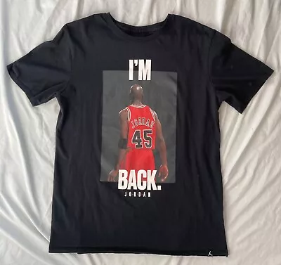 Nike Air Jordan  I'm Back  Large Black Bulls Retro Shirt 2015 Michael Jordan 45 • $19.99