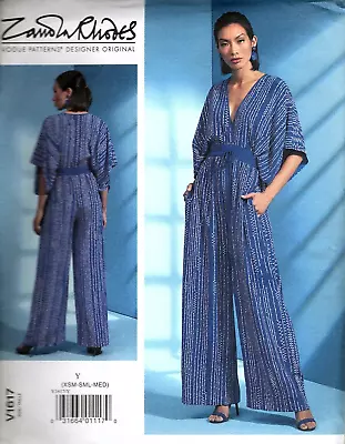 Vogue V1617 Misses XS To M Zandra Rhodes Surplice Jumpsuit UNCUT Sewing Pattern • $27.95