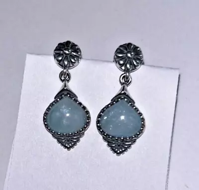 $34.99 • Buy American West Carolyn Pollack Milky Aquamarine Sterling Silver Drop Earrings