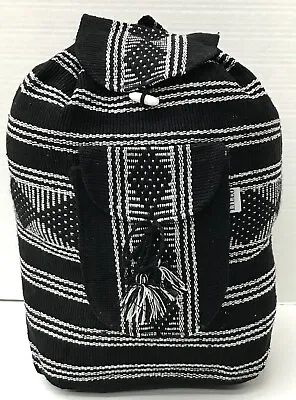 RASTA Bag Beach Hippie Baja Ethnic Backpack Made In Mexico Unisex Black & White • $15.99