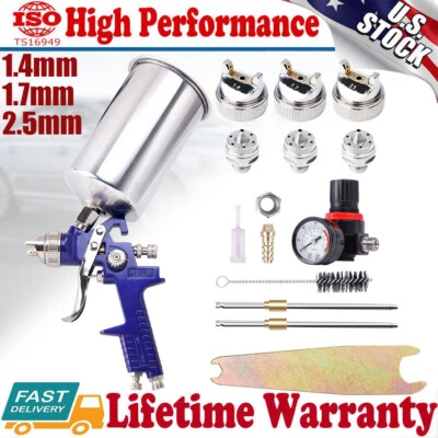 $33.23 • Buy 3 Nozzle HVLP Air Spray Gun Kit Auto Paint Car Primer Detail Basecoat Clearcoat