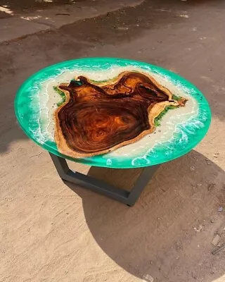 Elegant Look Round Epoxy Coffee Table Center Table Beach Epoxy Table Patio Decor • $2263.05