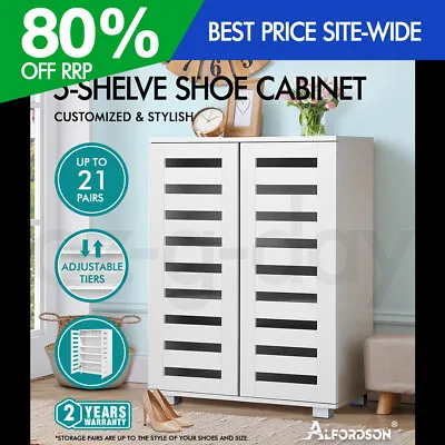 $99.95 • Buy ALFORDSON Shoe Cabinet Organiser Storage Rack Drawer Shelf 21 Pairs White