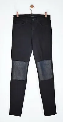J Brand Beatnik Skinny Jeans Pieced Black Lamb Leather In Vicious - Size 26 • $50