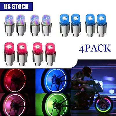 4Pcs LED Wheel Tire Air Valve Stem Caps Neon Light For Motor Car Bicycle Bike • $5.49